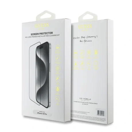 Sticlă securizată Guess 2.5D pentru iPhone 16 Pro Negru