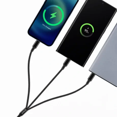 AMBALAJ: Cablu de încărcare rapidă ME 3 în 1 AllConnect USB-A/USB-C, Lightning, Micro-USB 1,2 m negru