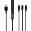 AMBALAJ: Cablu de încărcare rapidă ME 3 în 1 AllConnect USB-A/USB-C, Lightning, Micro-USB 1,2 m negru