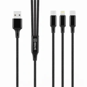 AMBALAJ: Cablu de încărcare rapidă ME 3 în 1 AllConnect USB-A/USB-C, Lightning, Micro-USB 1,2 m negru