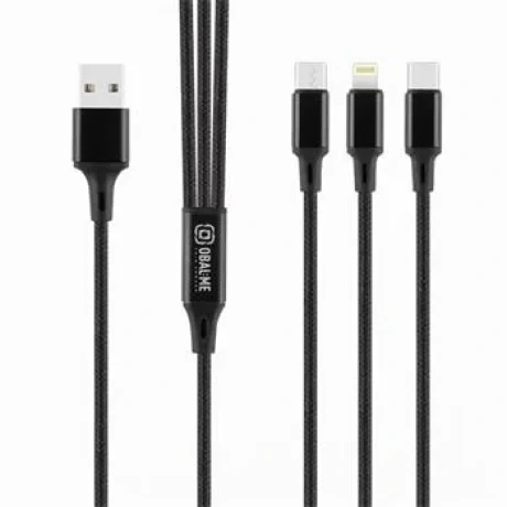 AMBALAJ: Cablu de încărcare rapidă ME 3 în 1 AllConnect USB-A/USB-C, Lightning, Micro-USB 1,2 m negru