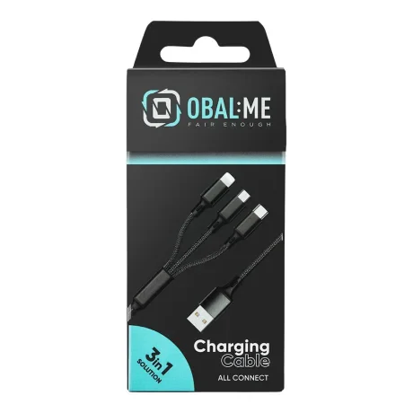 AMBALAJ: Cablu de încărcare rapidă ME 3 în 1 AllConnect USB-A/USB-C, Lightning, Micro-USB 1,2 m negru