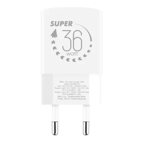 AMBALAJ: Încărcător de călătorie ME GaN USB-A + USB-C 36W Alb