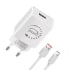 AMBALAJ: Încărcător de călătorie ME USB-A 10W + cablu USB-A/USB-C 1m alb