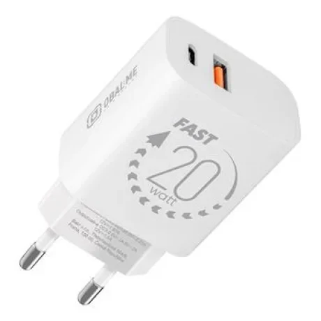 AMBALAJ: Încărcător de călătorie ME USB-A + USB-C 20W Alb