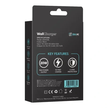 AMBALAJ: Încărcător de călătorie ME USB-C 20W Negru