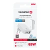 SWISSTEN FOLDABLE TRAVEL CHARGER FoldCHARGE GaN 2x USB-C 65W + 1x USB-A 18W QC WHITE