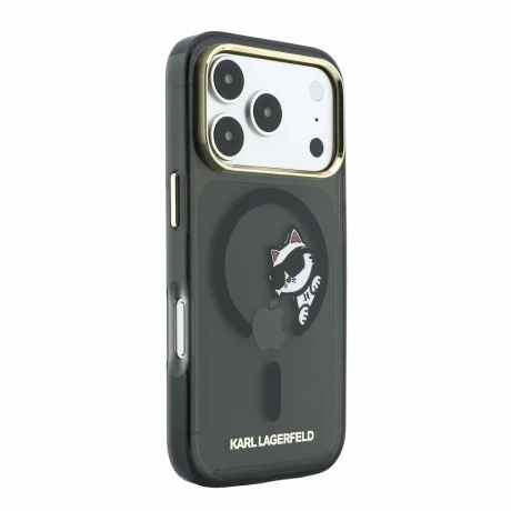 Husa spate Karl Lagerfeld IML Choupette Peekaboo Magsafe pentru iPhone 18 Pro - Negru