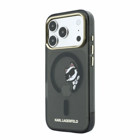 Husa spate Karl Lagerfeld IML Choupette Peekaboo Magsafe pentru iPhone 18 Pro Max - Negru