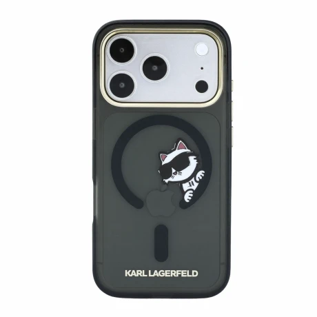 Husa spate Karl Lagerfeld IML Choupette Peekaboo Magsafe pentru iPhone 18 Pro Max - Negru