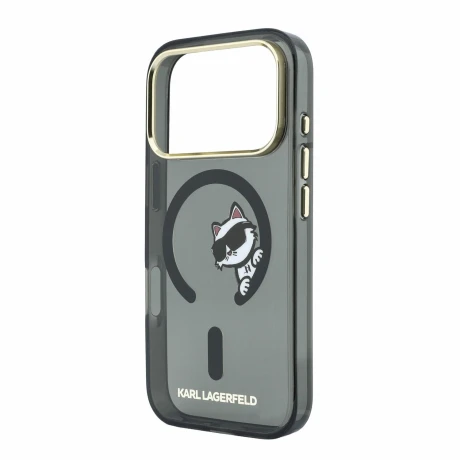 Husa spate Karl Lagerfeld IML Choupette Peekaboo Magsafe pentru iPhone 18 Pro Max - Negru