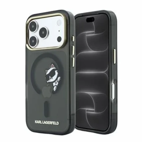 Husa spate Karl Lagerfeld IML Choupette Peekaboo Magsafe pentru iPhone 18 Pro Max - Negru