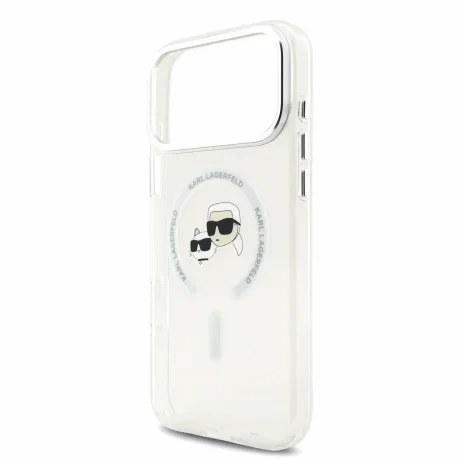 Husa spate Karl Lagerfeld IML K&amp;CH Heads Metal Frame MagSafe pentru iPhone 18 Pro Max - Alb
