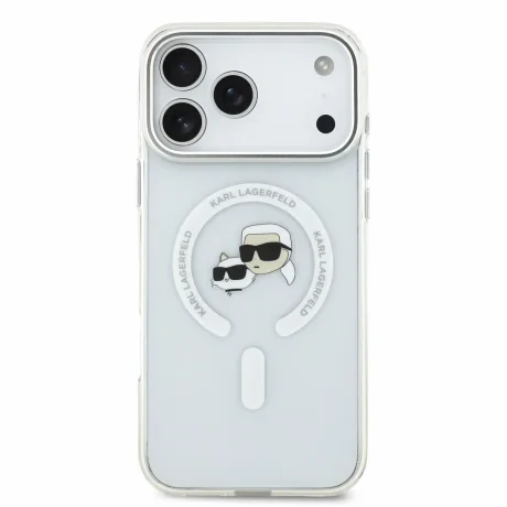 Husa spate Karl Lagerfeld IML K&amp;CH Heads Metal Frame MagSafe pentru iPhone 18 Pro Max - Alb