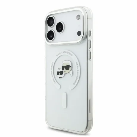 Husa spate Karl Lagerfeld IML K&amp;CH Heads Metal Frame MagSafe pentru iPhone 18 Pro Max - Alb