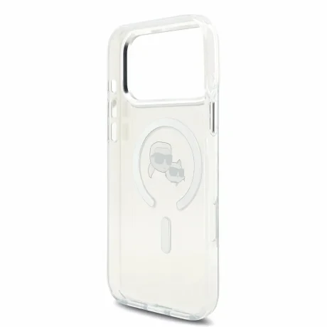 Husa spate Karl Lagerfeld IML K&amp;CH Heads Metal Frame MagSafe pentru iPhone 18 Pro Max - Alb
