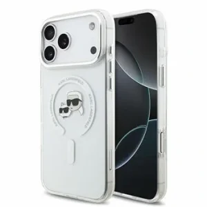 Husa spate Karl Lagerfeld IML K&amp;CH Heads Metal Frame MagSafe pentru iPhone 18 Pro Max - Alb