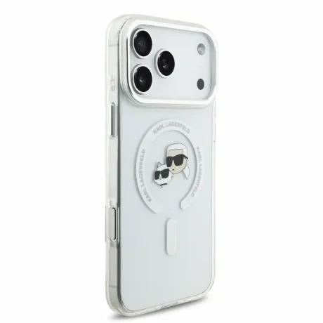 Husa spate Karl Lagerfeld IML K&amp;CH Heads Metal Frame MagSafe pentru iPhone 18 Pro Max - Alb
