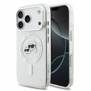 Husa spate Karl Lagerfeld IML K&amp;CH Heads Metal Frame MagSafe pentru iPhone 18 Pro - Alb