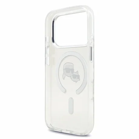 Husa spate Karl Lagerfeld IML K&amp;CH Heads Metal Frame MagSafe pentru iPhone 18 Pro - Alb