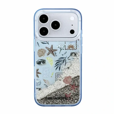 Husa spate Karl Lagerfeld Liquid Glitter Beach pentru iPhone 18 Pro - Albastru