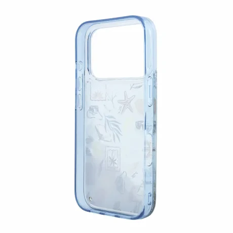 Husa spate Karl Lagerfeld Liquid Glitter Beach pentru iPhone 18 Pro - Albastru