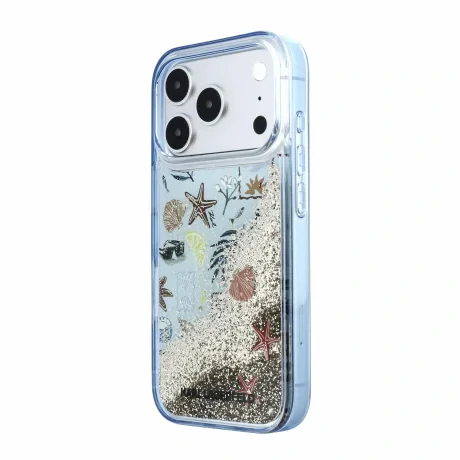 Husa spate Karl Lagerfeld Liquid Glitter Beach pentru iPhone 18 Pro Max - Albastru