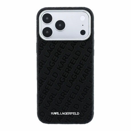 Husa spate Karl Lagerfeld PU Grained Allover Semi Wrap Magsafe pentru iPhone 18 Pro Max - Negru