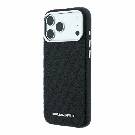 Husa spate Karl Lagerfeld PU Grained Allover Semi Wrap Magsafe pentru iPhone 18 Pro Max - Negru
