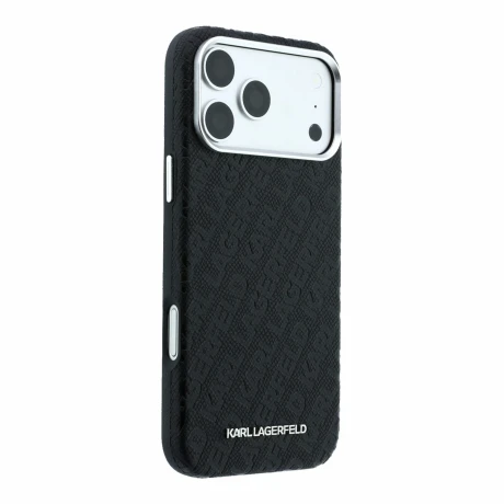 Husa spate Karl Lagerfeld PU Grained Allover Semi Wrap Magsafe pentru iPhone 18 Pro Max - Negru
