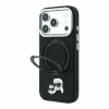 Husa spate Karl Lagerfeld PU Grained K&amp;CH Heads Ring Stand Magsafe pentru iPhone 18 Pro Max - Negru