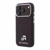 Husa spate Karl Lagerfeld PU Grained Semi Wrap K&amp;CH Heads Magsafe pentru iPhone 18 Pro - Visiniu