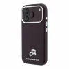 Husa spate Karl Lagerfeld PU Grained Semi Wrap K&amp;CH Heads Magsafe pentru iPhone 18 Pro Max - Visiniu