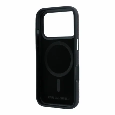 Husa spate Karl Lagerfeld PU Grained Semi Wrap K&amp;CH Heads Magsafe pentru iPhone 18 Pro Max - Visiniu