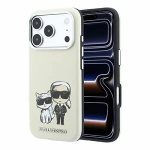 Husa spate Karl Lagerfeld PU Semi Wrap Smooth Sketch Bodies Magsafe pentru iPhone 18 Pro - Bej