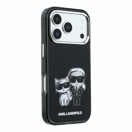 Husa spate Karl Lagerfeld PU Semi Wrap Smooth Sketch Bodies Magsafe pentru iPhone 18 Pro - Negru