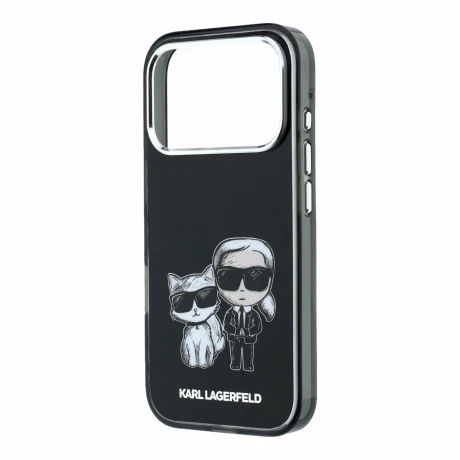 Husa spate Karl Lagerfeld PU Semi Wrap Smooth Sketch Bodies Magsafe pentru iPhone 18 Pro - Negru