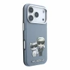 Husa spate Karl Lagerfeld PU Semi Wrap Smooth Sketch Bodies Magsafe pentru iPhone 18 Pro - Albastru