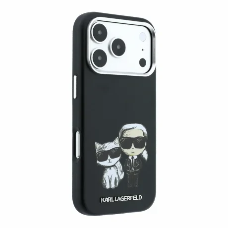 Husa spate Karl Lagerfeld PU Semi Wrap Smooth Sketch Bodies Magsafe pentru iPhone 18 Pro Max - Negru