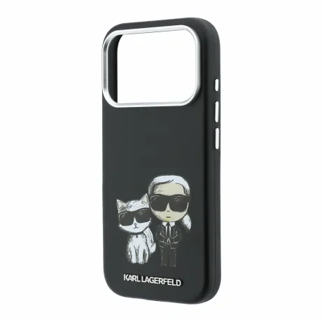 Husa spate Karl Lagerfeld PU Semi Wrap Smooth Sketch Bodies Magsafe pentru iPhone 18 Pro Max - Negru