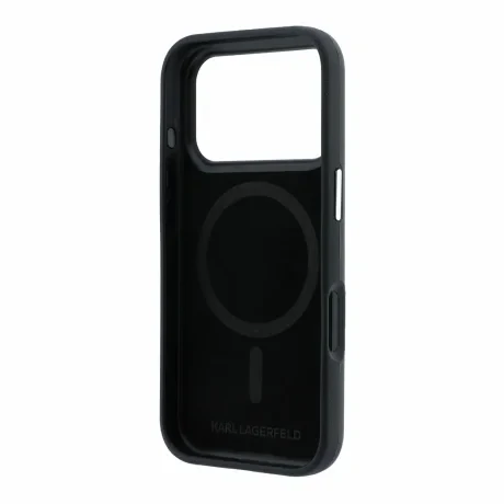 Husa spate Karl Lagerfeld PU Semi Wrap Smooth Sketch Bodies Magsafe pentru iPhone 18 Pro Max - Negru