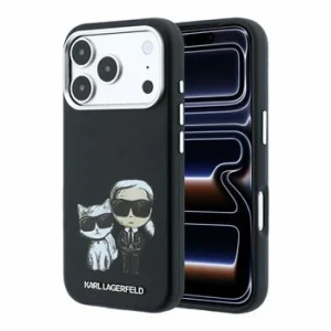 Husa spate Karl Lagerfeld PU Semi Wrap Smooth Sketch Bodies Magsafe pentru iPhone 18 Pro Max - Negru