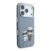 Husa spate Karl Lagerfeld PU Semi Wrap Smooth Sketch Bodies Magsafe pentru iPhone 18 Pro Max - Albastru