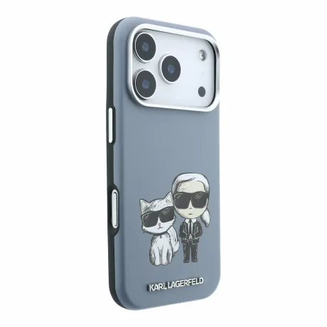 Husa spate Karl Lagerfeld PU Semi Wrap Smooth Sketch Bodies Magsafe pentru iPhone 18 Pro Max - Albastru