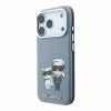 Husa spate Karl Lagerfeld PU Semi Wrap Smooth Sketch Bodies Magsafe pentru iPhone 18 Pro Max - Albastru
