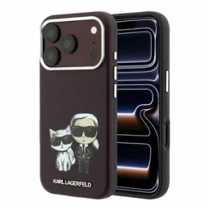 Husa spate Karl Lagerfeld PU Semi Wrap Smooth Sketch Bodies Magsafe pentru iPhone 18 Pro Max - Visiniu
