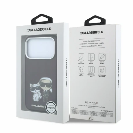Husa spate Karl Lagerfeld PU Semi Wrap Smooth Sketch Bodies Magsafe pentru iPhone 18 Pro Max - Visiniu