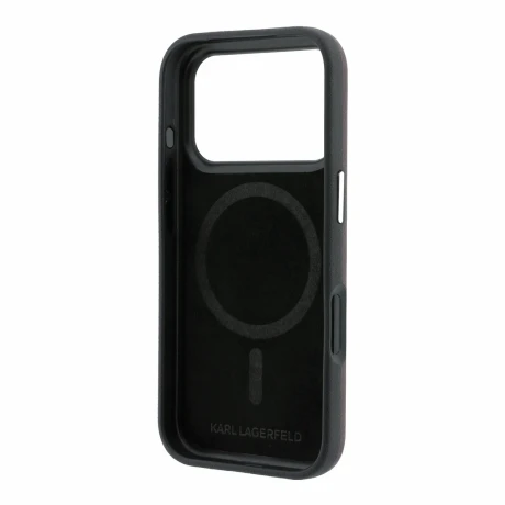 Husa spate Karl Lagerfeld PU Semi Wrap Smooth Sketch Bodies Magsafe pentru iPhone 18 Pro Max - Visiniu