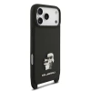 Husa spate Karl Lagerfeld Saffiano Metal Karl and Choupette cu curea crossbody pentru iPhone 18 Pro - Negru