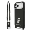 Husa spate Karl Lagerfeld Saffiano Metal Karl and Choupette cu curea crossbody pentru iPhone 18 Pro Max - Negru